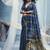 peacock blue cotton blend  handloom weaving casual wear saree