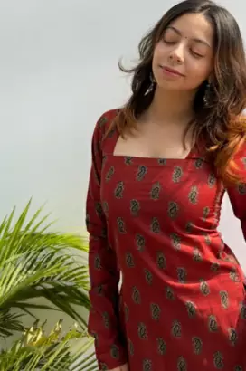 Pack Of 2 Handmade Ajrakh Block Printed Rayon Fabric  Short Kurti For Women's