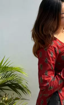 Pack Of 2 Handmade Ajrakh Block Printed Rayon Fabric  Short Kurti For Women's