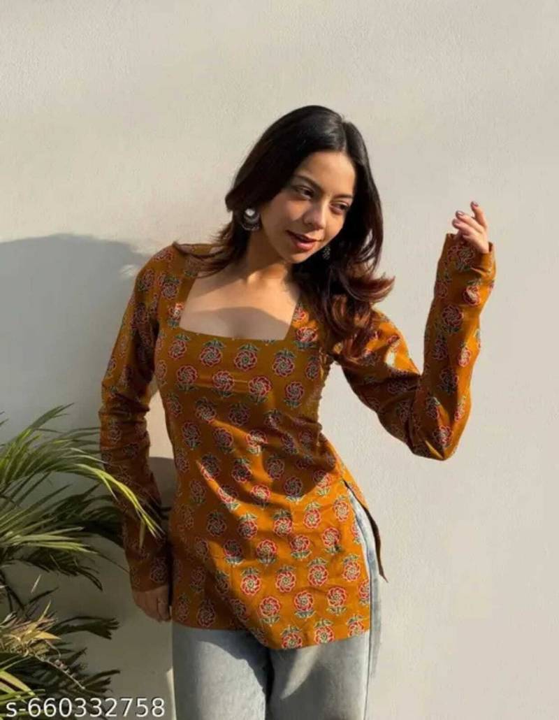 Pack Of 2 Handmade Ajrakh Block Printed Rayon Fabric  Short Kurti For Women's
