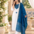 WHITE EMBROIDERY WHITE THREAD WORK FABRIC COTTON BLEND WOMENS KURTI SET