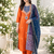 ORANGE EMBROIDERY WHITE THREAD WORK FABRIC COTTON BLEND WOMENS KURTI SET