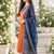 ORANGE EMBROIDERY WHITE THREAD WORK FABRIC COTTON BLEND WOMENS KURTI SET