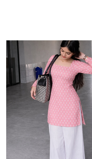 Pack Of 2 Handmade Ajrakh Block Printed Rayon Fabric  Short Kurti For Women's 4