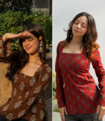 Pack Of 2 Handmade Ajrakh Block Printed Rayon Fabric  Short Kurti For Women's