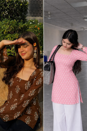 Pack Of 2 Handmade Ajrakh Block Printed Rayon Fabric  Short Kurti For Women's
