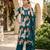 Teal blue floral printed anarkali kurta set for women