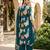 Teal blue floral printed anarkali kurta set for women