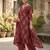 Maroon floral printed straight kurta set for women