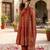 Rust floral printed anarkali kurta set for women