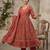 Pink floral printed anarkali kurta set for women