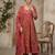 Pink floral printed anarkali kurta set for women