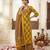 Yellow floral printed straight kurta set for women