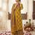 Yellow floral printed straight kurta set for women
