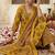 Yellow floral printed straight kurta set for women