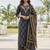 Navy blue floral printed straight kurta set for women