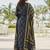 Navy blue floral printed straight kurta set for women