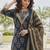 Navy blue floral printed straight kurta set for women