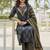 Navy blue floral printed straight kurta set for women