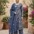 Blue floral printed straight kurta set for women