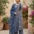 Blue floral printed straight kurta set for women
