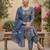Blue floral printed straight kurta set for women