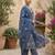 Blue floral printed straight kurta set for women