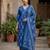 Blue floral printed straight kurta set for women