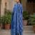 Blue floral printed straight kurta set for women