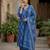Blue floral printed straight kurta set for women