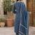 Navy blue floral printed straight kurta set for women