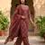 Maroon floral printed straight kurta set for women