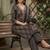 Black floral printed straight kurta set for women