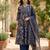 Blue floral printed anarkali kurta set for women