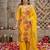 Yellow floral printed straight kurta set for women