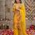 Yellow floral printed straight kurta set for women