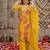 Yellow floral printed straight kurta set for women