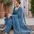Blue floral printed straight kurta set for women