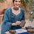 Blue floral printed straight kurta set for women