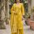 Yellow floral printed straight kurta set for women