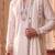 purple pure lachka kurta set with silver mirror work and an attached stole