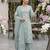 Sage green floral printed straight kurta set for women
