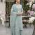 Sage green floral printed straight kurta set for women
