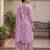 Lavender floral printed a-line kurta set for women