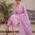 Lavender floral printed a-line kurta set for women