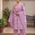 Lavender floral printed a-line kurta set for women