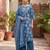 Blue floral printed straight kurta set for women