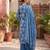 Blue floral printed straight kurta set for women