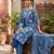 Blue floral printed straight kurta set for women