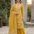 Yellow floral printed straight kurta set for women